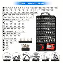 138 In One DIY Repair Kit, Precision Screwdriver Set Screwdriver Kit Compatible With IPhone, Tablet, Watch, Camera Repair, Etc. Use A Mini Wrench And A Threaded Disassembly Tool - Multicolor - View 2