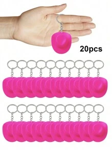20pcs/10pcs/1pc Unisex Mini Light Pink Western Cowboy Hat Model Keychain, 2.12in, Couple Gift, Y2K Style Creative Keyring/Chain, Funny Gift For Sisters, Bag Decor, Phone/Car Key Holder Accessories Car Accessories Bag Charm School Cute Goth Bag Accessories Lanyards With Id Holder Car Accessories Bag Charms Christmas Car Accessories Teacher Friend Gift Ideas - Multicolor - View 2