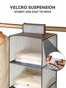 1pc 10-Tier Hanging Wardrobe Storage Box, Wardrobe Hanging Hook, Multi-Layer Hanging Storage Bag, Can Be Used To Store Bags, Hats, Underwear, Etc. Handmade Measurement May Have Slight Errors. - Multicolor - View 2