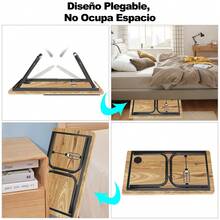 Mesa Plegable Soporte para Laptop - con Portavasos y Diseño con Ranura Inclinación Ajustable de 5 Niveles Soporte Plegable Escritorio Portátil para Comer Escribir Jugar Sofá de Trabajo (nuez) - Caqui - Ver 4