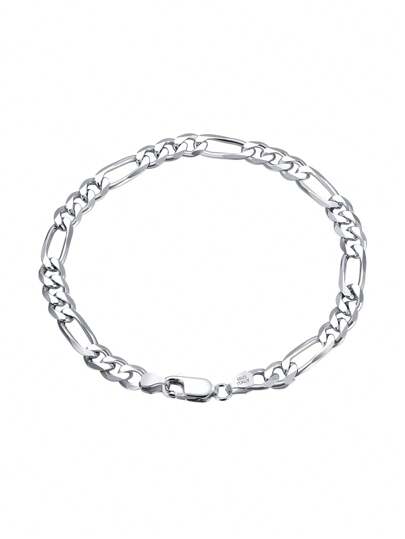 ORSA JEWELS 1pc Genuine 925 Sterling Silver Figaro Chain Bracelet, Unique Square Link Design, Elegant Jewelry For Daily Wear And Party Occasions For Women And Men