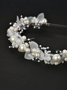 1pc Girls' Sweet Pearl Birthday Party Wedding Season Flower Girl Headband, Princess Style