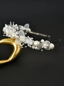 1pc Girls' Sweet Pearl Birthday Party Wedding Season Flower Girl Headband, Princess Style