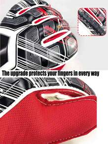 1 par de guantes de portero de fútbol para niños, para niños de 8 a 14 años, con palma resistente y soporte para dedos, guantes de portero de látex unisex negros para adolescentes - Rojo - Ver 6