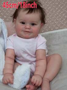 45Cm / 18 Inch Mềm Full Vinyl Cơ Thể Búp Bê Em Bé Tái Sinh Mở Mắt Tay Bắt Nguồn Từ Tóc Sống Động Như Thật Bé Trai Đồ Chơi Búp Bê dành Cho Trẻ Em Quà Tặng - Hồng - Xem 2