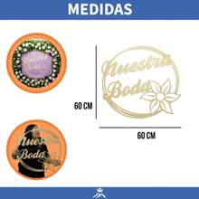 Letrero Nuestra Boda Mdf 5.5 Mm Grosor 60 Cm De Diámetro - Beis - Ver 2