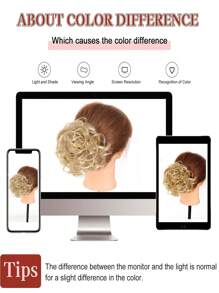 Diy Messy Hair Bun Updo Extensions, Curly Hair Scrunchies Chignon Hairpiece Bun Ponytail Hair Accessories Hair Donut Updo Ponytail Scrunchy Updo Hairpiece Wigs For Women Hair Piece(Mixed Blonde) - Gold - View 7