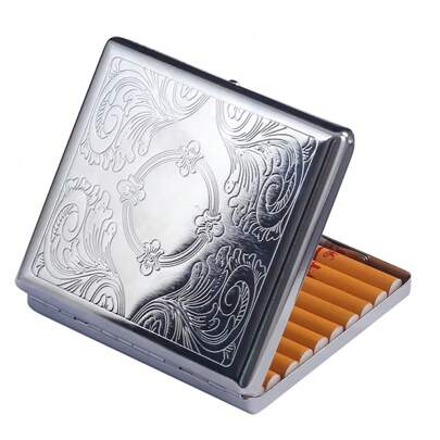 1pc Cig Storage Box Holder Portable Metal Cigarette Silver Case Cover Hold For 20 Cigar Flip Open Travel Outdoor Smoking Tools