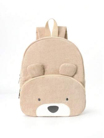 1 Stück süßer Carton Bär bestickter Rucksack aus Corduroy Material mit großer Kapazität und multifunktionalen Eigenschaften für Kinder, geeignet für Mädchen Jungen, Kindergarten, Grundschule, Outdoor Reisen und Urlaubsgeschenke