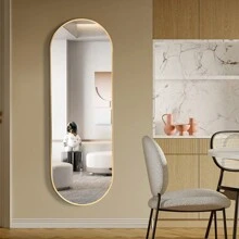 LIVINGANDHOME Living And Home 1 Piece Modern Oval Metal Full Length Wall Mirror,Wall Mounted Full Body Mirror For Living Room,Bedroom,Dressing Room - Gold (40 x 120CM) - View 5
