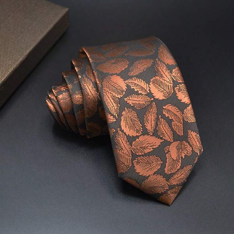 1pc Men's Handmade Navy Blue And Coffee Color Necktie, Suitable For Wedding, Business And Daily Use - Multicolor - View 14