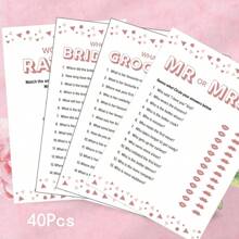 40Pcs Bridal Shower Games - Wedding Shower Games - Games Would She Rather Who Know The Bride Best What Did The Groom Say Mr. Or Mrs. Advice Game Cards For Wedding Party Favors (Pink / Floral /Blue Style)