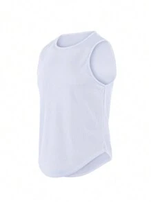 Boyfriend Style Men's Solid Color Sleeveless Shirt, Casual Breathable Comfortable Moisture Wicking Quick-Drying Sports Tank Top, Spring/Summer