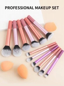 12pcs Multi-Functional Super Soft Makeup Brush Set + Slant & Drop-Shaped Beauty Sponge + 1pc Round/Drop-Shaped Powder Puff For Quick Makeup Application, Beauty Tools,Brush Set,Makeup Brush Kit,Make Up Brush Set,Make Up Set Complete,Makeup Brush Set,Complete Makeup Kit,Brush Kit,Brushes Makeup Set,Makeup Gift Set,Set - Multicolor - View 7