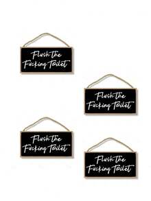 1入幽默馬桶沖水提醒-木製浴室牆藝術品-迷人的家飾標誌 - 彩色 - 查看 3