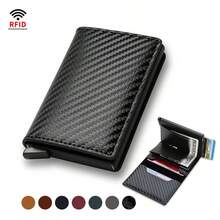 RFID Blocking Ultra-Thin Minimalist Wallet, Carbon Fiber Texture Durable Smart Pocket Card Holder, Holds 6 Cards And Bills, Suitable For Men And Women, Casual Style - Black - View 4