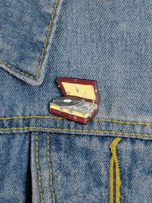 1入組創意復古CD唱機胸針徽章，適用於衣物和背包，時尚珠寶，適合男女日常穿著 - 唱片機 - 查看 3