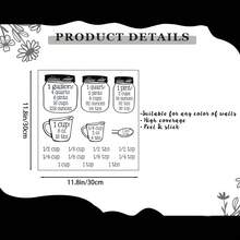 廚房計量換算表牆貼，乙烯基廚房標籤換算牆貼，在烹飪廚房換算表測量牆貼上，適用於廚房櫥櫃的計量貼花 - 黑色 - 查看 5