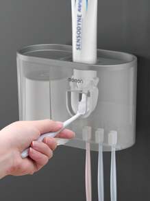 MENGNI Wall Mounted Toothbrush Holder With Automatic Toothpaste Dispenser Bathroom Accessories Set Home Bathroom Decor Fall Decor Back To School