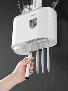 MENGNI Wall Mounted Toothbrush Holder With Automatic Toothpaste Dispenser Bathroom Accessories Set Home Bathroom Decor Fall Decor Back To School
