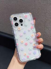 Colorful Floral Pattern Air Cushion Phone Case + Charger Protector Cover & Anti-Bite Cable Organizer