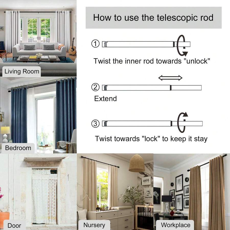 1PC Curtain Rods For Windows, Modern Decorative Brass Drapery Rods