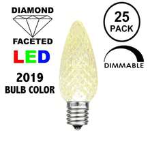 Novelty Lights 25 Pack C9 LED Faceted Ultra Bright Dimmable Outdoor Christmas Light Replacement Bulbs, E17/C9 Intermediate Base, 0.5 Watt - Warm White (3000K) - View 2