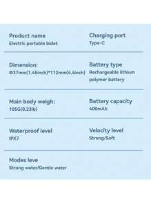 Portable Bidet, Travel Bidet, Rechargeable Portable Bidet For Women&Man, Mini Handheld Portable Bidet Sprayer With Travel Bag For Personal Cleaning | Essential For Babies And Postpartum Bathroom Bathroom Accessories Bathroom Tools - White - View 6