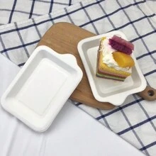 Small Paper Plates, Disposable White Rectangular Dessert Plates, Cake/Pie Snack Plates For Parties, -Friendly Sugarcane Fiber Plates (50pcs, 4.1 X 5.51 Inches) - White - View 5