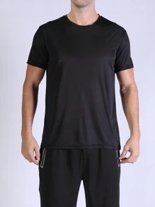 2PCS Quick Dry Shirt Solid Color Ultralight Quick Dry Sport T Shirt, Breathable Lightweight Top,Active Wear,Gym Clothes Gym Clothes Boyfriend Style Men Basic T Shirt