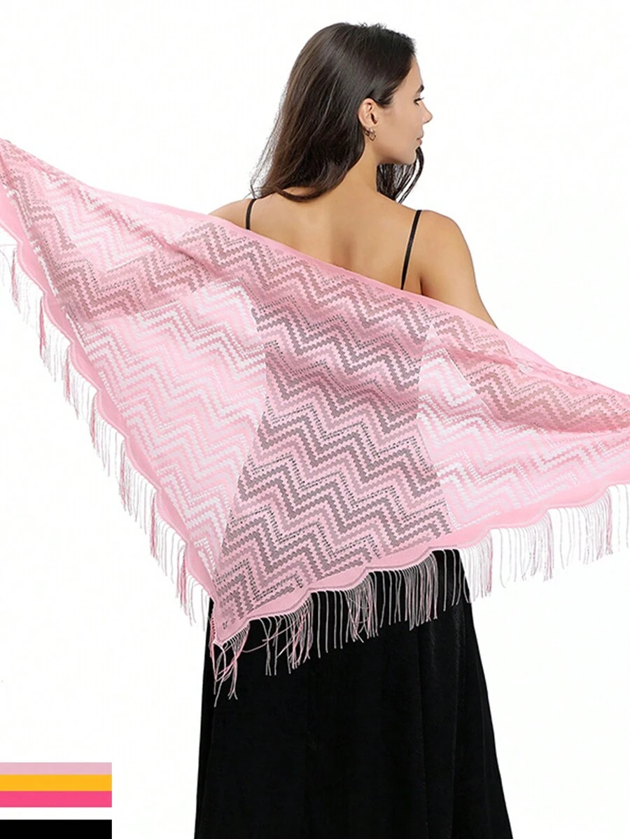 1入組蕾絲扇形三角披肩，新娘婚禮禮服蕾絲披肩適用於晚會，多功能女式圍巾 - A - 查看 1