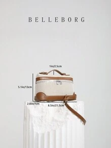 Vintage And Simple Color-Blocking Box Bag Small Women's Handbag