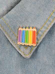 1pc Creative Fun Colored Pencil Brooch Cartoon Badge, Suitable For Matching Clothes/Backpacks As Fashionable Jewelry, Men And Women Everyday Wear - Pencil - View 1