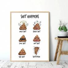 1入浴室帆布畫印花裝飾有趣廁所圖片Happens Quote牆藝術畫海報家居裝飾Cuadros。不帶框架 - 白色 - 查看 2