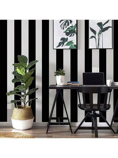 Roll able Zwart Wit Stripe Self Adhesive Wallpaper, Peel Stick, Waterproof Removable Living Room, Bedroom, Dormitory ation Furniture Renovation, Aesthetic Wallpaper Upgrade Your Home