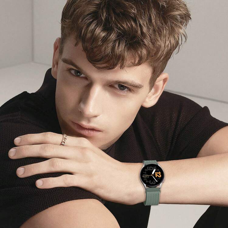 Bracelet Tressé Extensible De 20 Mm Compatible Avec Samsung Galaxy Watch 4 5 Pro 6 Bande 40 Mm 44 Mm 45 Mm/watch 6 Classic 43 Mm 47 Mm/watch 4 Classic 42 Mm 46 Mm/watch 3 41 Mm/active 2 Pour Hommes Et Femmes - lumière des étoiles - Voir 8