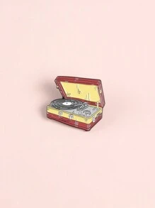 1入組創意復古CD唱機胸針徽章，適用於衣物和背包，時尚珠寶，適合男女日常穿著 - 唱片機 - 查看 2