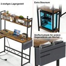 Devoko White Height Adjustable Desk 160 X 75 Cm Electrically Adjustable L-Shaped Desk With Memory Control, Ergonomic Game Table With Cup Holder, Hook. - Burnt Orange - View 4