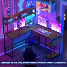 Devoko White Height Adjustable Desk 160 X 75 Cm Electrically Adjustable L-Shaped Desk With Memory Control, Ergonomic Game Table With Cup Holder, Hook. - Burnt Orange - View 1