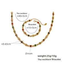 1set MiDuoDuo European & American Style Colorful Zirconia & Chain Link Design Stainless Steel Jewelry Set, Fashion - Dopamine Necklace Set - View 14