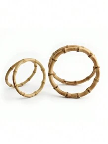 1pc Natural Bamboo Rings Bag Handles 10cm/12cm/15cm/17cm DIY Handmade Wooden Bags Closure Round Handle Purse Woven Accessories - Apricot - View 6