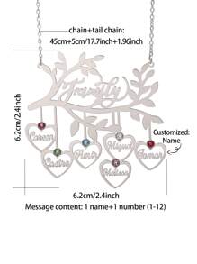 Customized Personalized Family Tree Birthstone Necklace With Multiple Names, Perfect Father's Day, Mother's Day, Valentine's Day, Birthday, Anniversary And Christmas Gift, Premium Family Keepsake For Friends, Classmates, Graduates