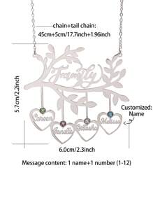 Customized Personalized Family Tree Birthstone Necklace With Multiple Names, Perfect Father's Day, Mother's Day, Valentine's Day, Birthday, Anniversary And Christmas Gift, Premium Family Keepsake For Friends, Classmates, Graduates