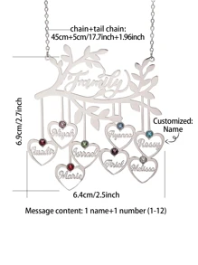 Customized Personalized Family Tree Birthstone Necklace With Multiple Names, Perfect Father's Day, Mother's Day, Valentine's Day, Birthday, Anniversary And Christmas Gift, Premium Family Keepsake For Friends, Classmates, Graduates