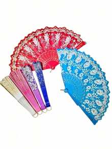 30 abanico plástico colores tela recuerdos boda mayoreo surtidos - Multicolor - Ver 4