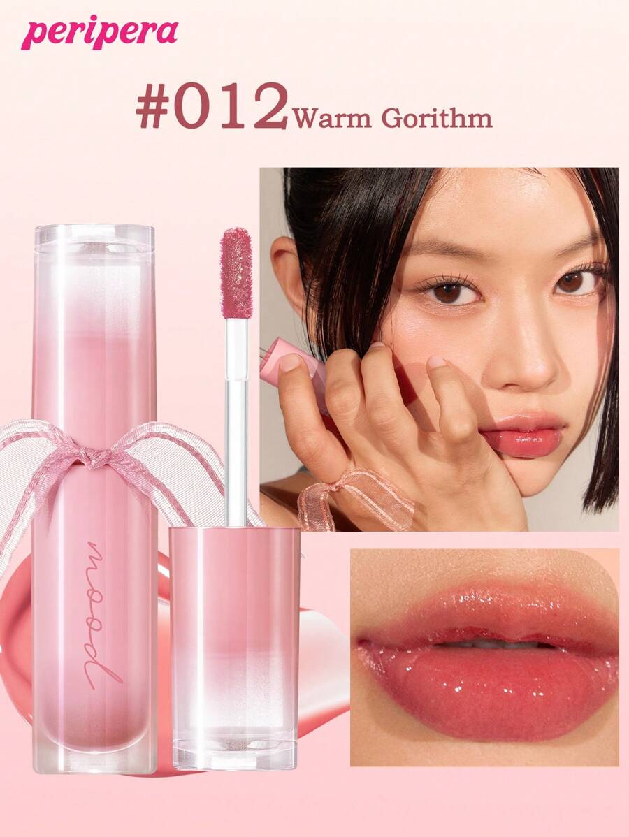 Peripera K-Beauty Ink Mood Glowy Tint, Water Bare Tint, Mirror Watery Lip Gloss, Glass Lip Gloss, Plumping, Natural Hydrating, Lightweight, Brightening, Long-Lasting Color, Comfortable Non-Sticky Wear, Suitable For Mask-Wearing, No White Cast, K-Beauty, Korean Cosmetics - #012 Warm Gorithm - 查看 1