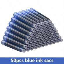 50pcs 3.4mm Fountain Pen Ink Cartridges, School & Office Stationery Black/Blue/Red Ink Refills Back To School - 50 Blue Ink Sacs - View 15