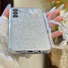 Y2k 手机挂绳 1 件 DIY Galaxy 闪光水晶 V+ 心形手链和手机壳 兼容 Apple/Android，适合女孩和女士 - 粉色 - 查看 9