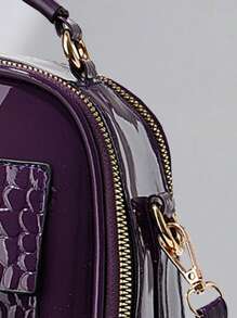 PLANEE 时尚仿皮斜挎包，女士单肩手机钱包，双拉链斜挎包，闪亮鳄鱼纹单肩包，大容量多口袋可调节肩带手提包，史上最佳母亲节礼物 - 紫色 - 查看 11