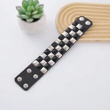 1pc Fashionable PU Polyurethane Studded Decor Bracelet For Men For Daily Decoration - Black - View 4